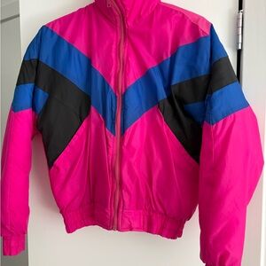 90s Vintage Hot Pink Colorblock Puffer Jacket
